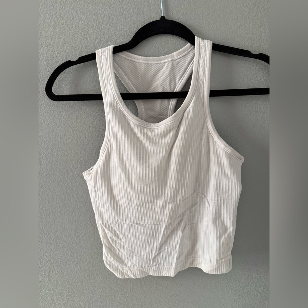 Lululemon White Ebb and Flow Tank Top Race Length
